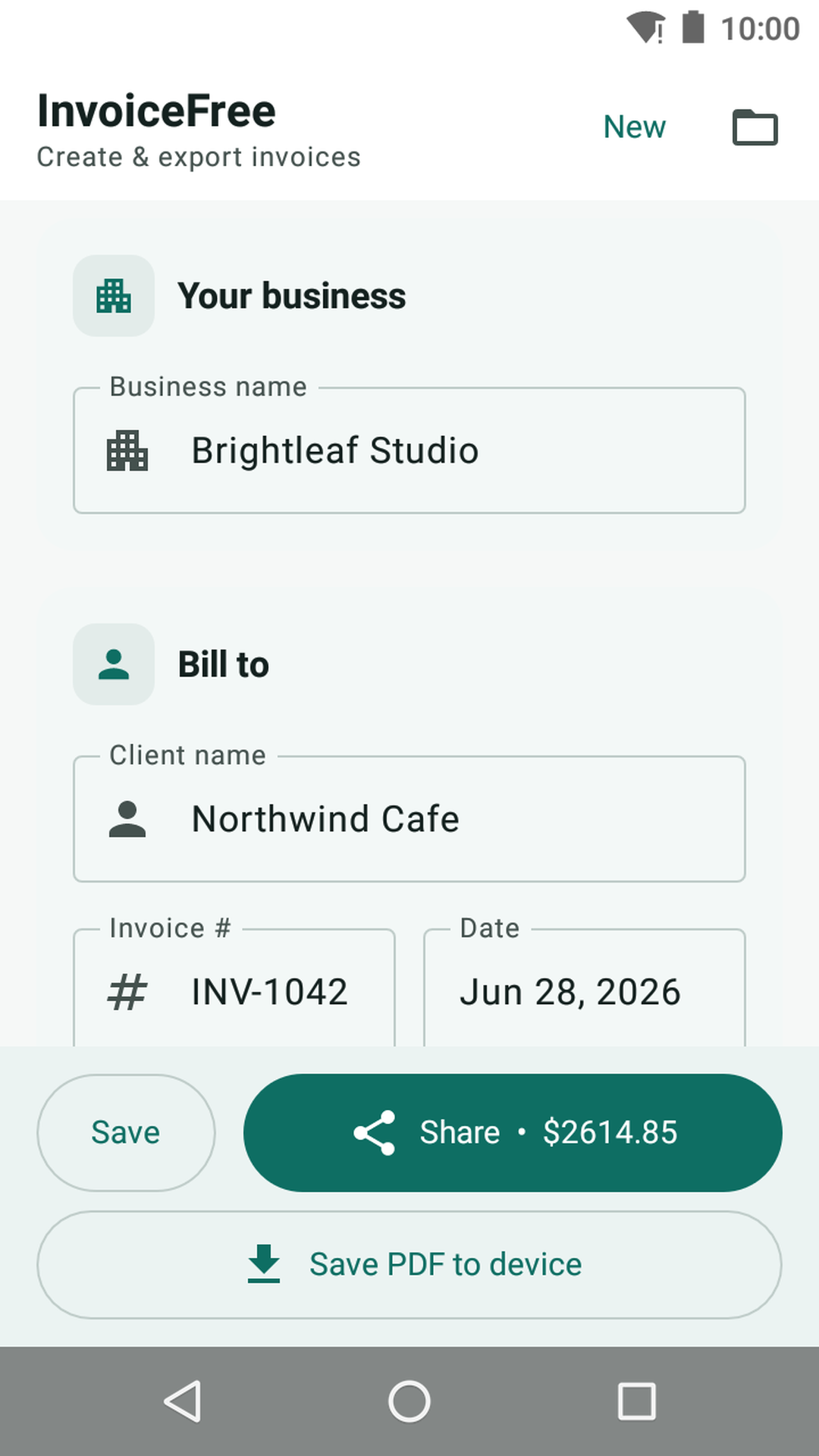 Invoice Free screenshot 1